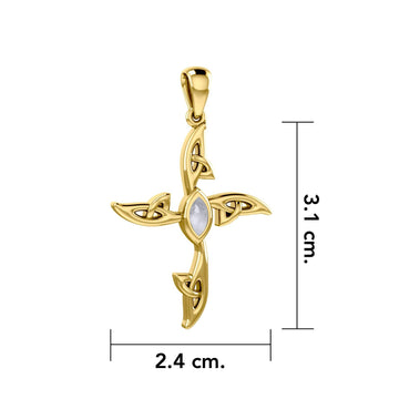 A beautiful statement of pride and faith Celtic Cross 14K Solid Gold Pendant with Gemstone GPD5988 - Jewelry
